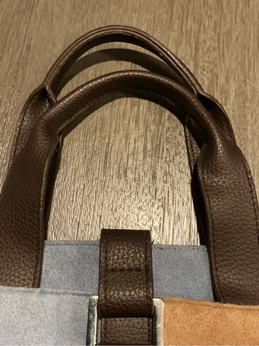 Vintage Estée Lauder Colorblock Suede Tote Bag - Picture 8 of 13